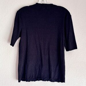 Marled Black Mock Neck Frills elbow sleeves top women’s M